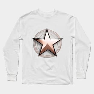 Metallic Rose Gold Star Emblem Design No. 509 Long Sleeve T-Shirt